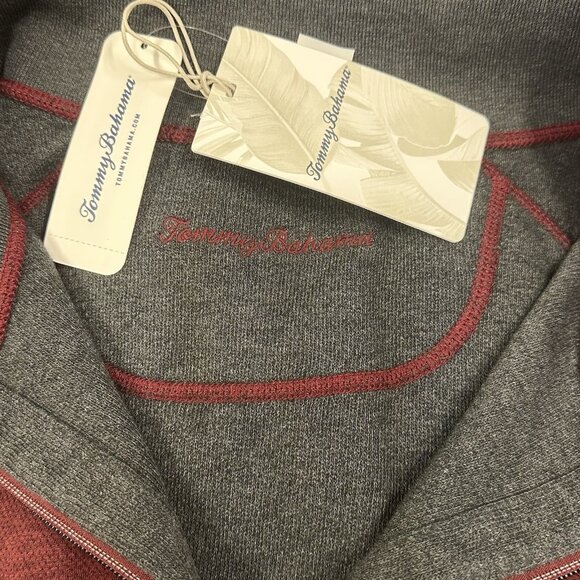 Tommy Bahama 2XLT Black Cherry Heather Flipshore Reversible Half Zip Sweater - Picture 9 of 9